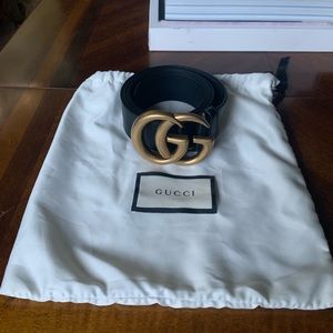 Gucci Black Marmont Leather Belt w/ Double G -85cm